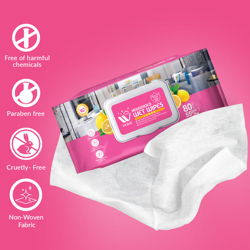 Household Wet Wipes Lemon, 80 Pcs | WBM HOME